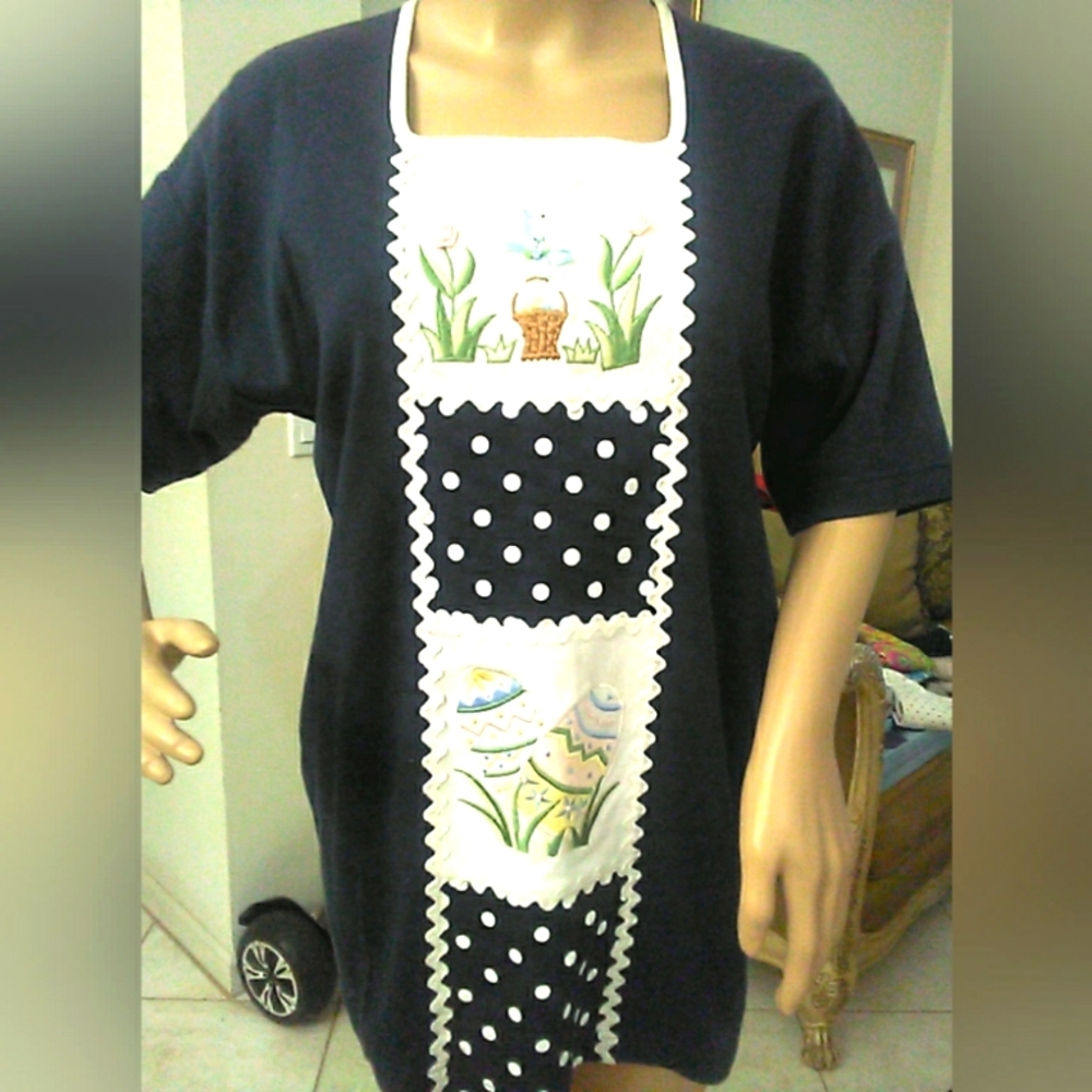 VINTAGE Marisa Christina Classics Navy Garment (EASTER VIBE) LACE + EMBROIDERY S